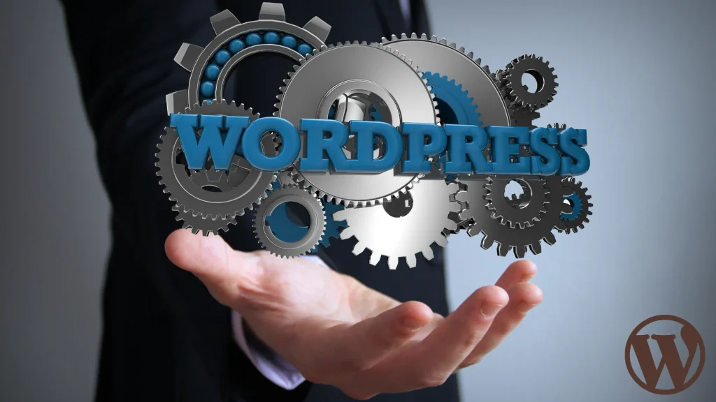 WordPress gear mechanics representing SEO tools and features essential for optimizing WordPress websites.