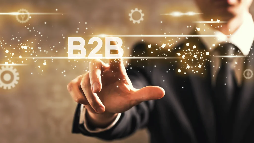 B2B Digital Marketing Strategies highlighted with glowing effects, symbolizing digital marketing growth and business success.